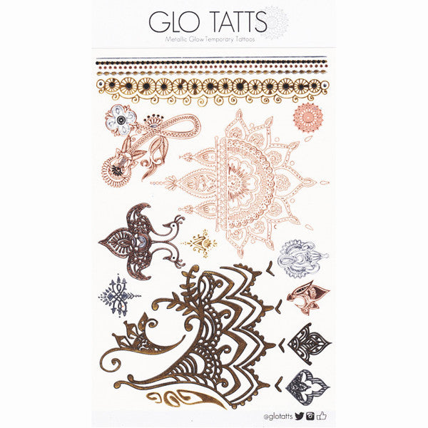 GLO TATTS® Henna Pack Metallic Temporary Tattoos - GLO TATTS
 - 5