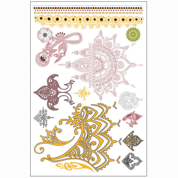 GLO TATTS® Henna Pack Metallic Temporary Tattoos - GLO TATTS
 - 6