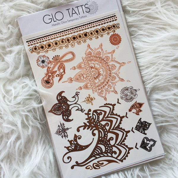 GLO TATTS® Henna Pack Metallic Temporary Tattoos - GLO TATTS
 - 1