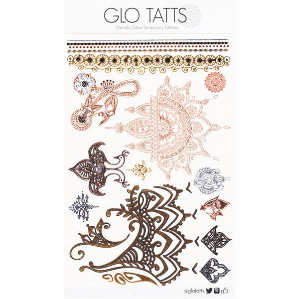 GLO TATTS® Henna Pack Metallic Temporary Tattoos - GLO TATTS
 - 5